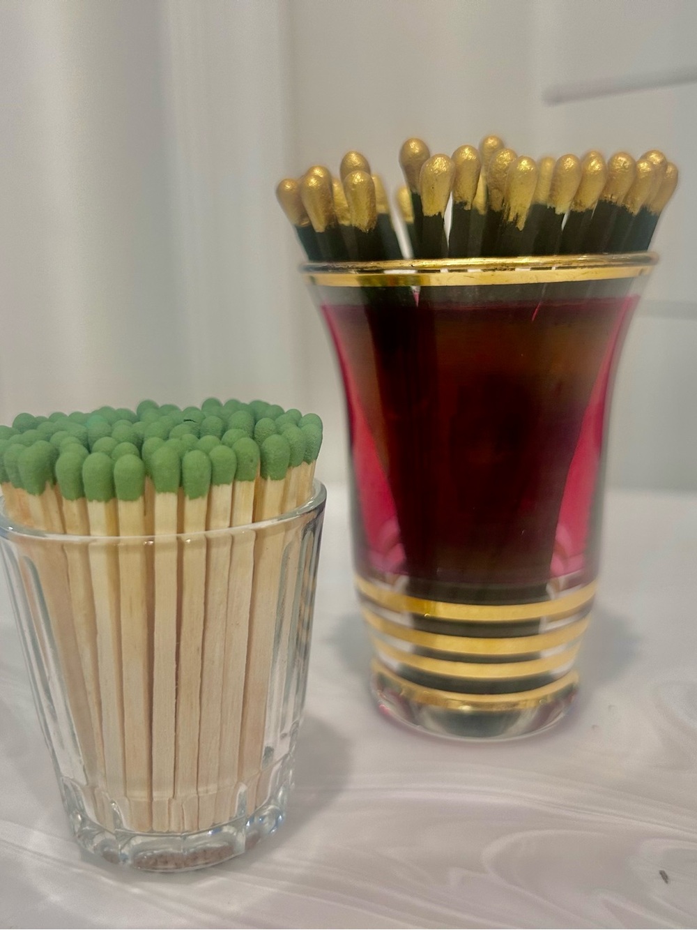 Repurpose restyle Vintage striker Glass wooden Match Holders stocking stuffers!